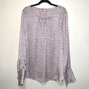 Mango MNG plus size woman long sleeve blouse pink & black polka dot size 2X